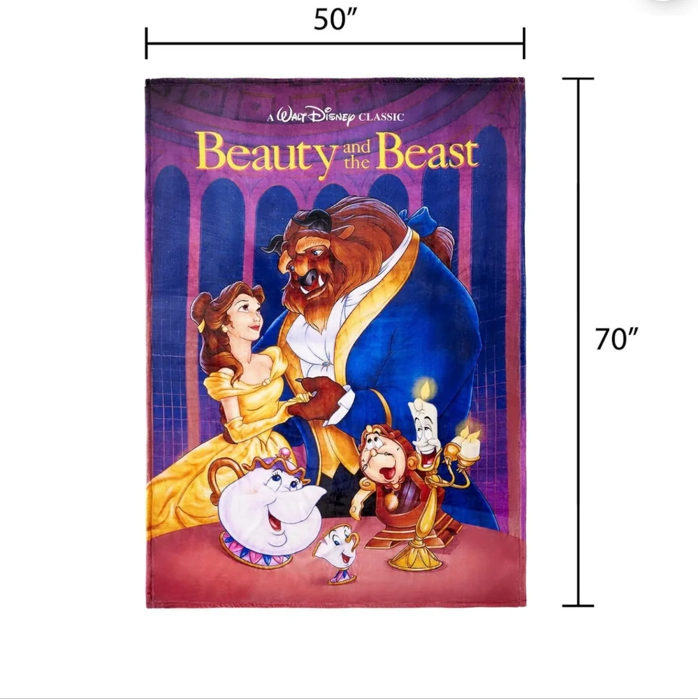 Disney Beauty and the Beast Classic VHS Boxed Silk Touch Throw, 50